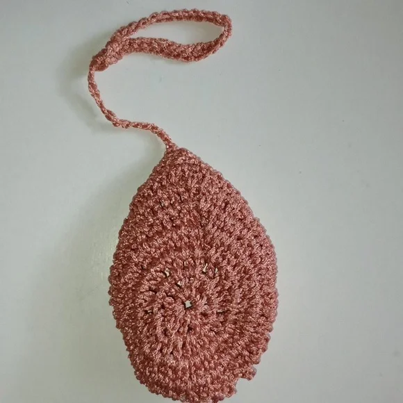 Air Plant Hanger Basket, Orange, Crocheted, Boho Style, Pre-owned - Picture 2 of 7